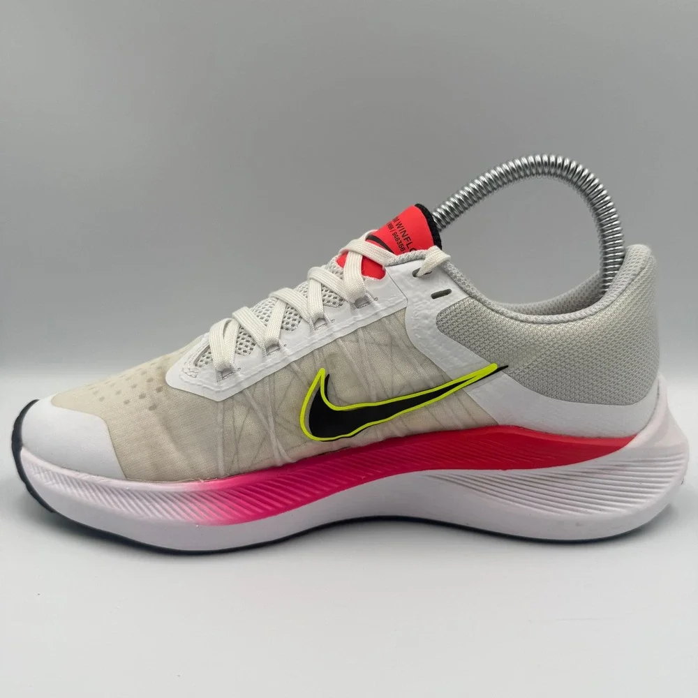 Nike Zoom Winflo 8 Womens Size 5.5 Running Shoes CW3421-100 White Pink Neon